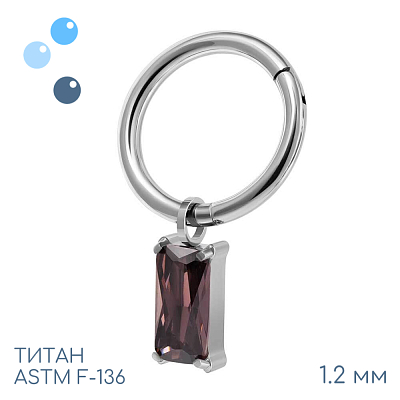 Кольцо-кликер с подвеской Square Cherry 1.2 мм (16 G)